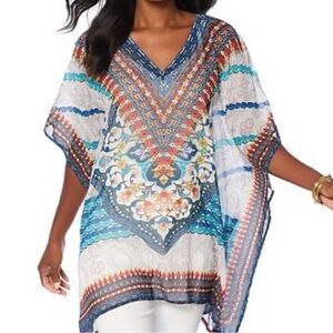 Asa Kaftans | Embellished Multi Color Kaftan Top | Size L